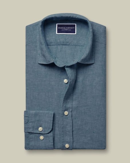 Charles Tyrwhitt Pure Linen Shirt — Airforce Blue