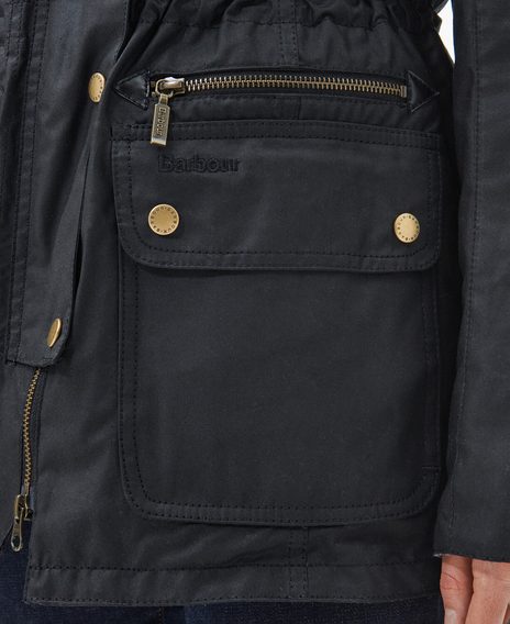 Barbour Kelsall Waxed Cotton Parka Jacket — Classic Black