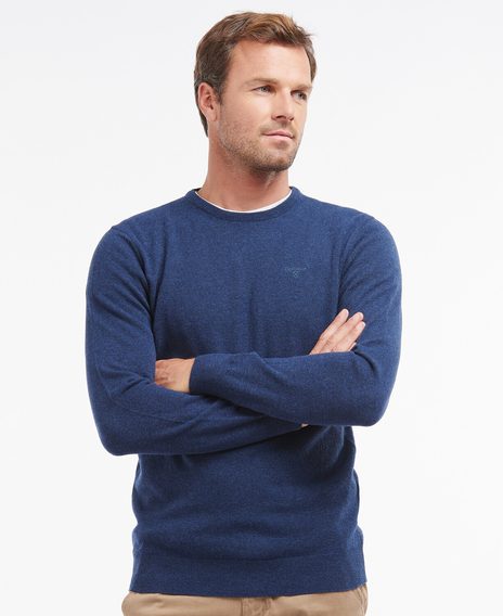 Barbour Essential Lambswool Crew Neck Sweatshirt — Deep Blue