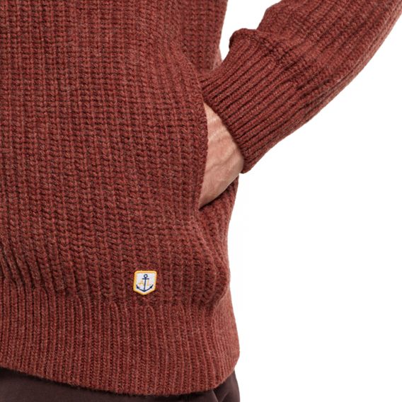 Armor Lux Heritage Ribbed Cardigan — Deep Paprika