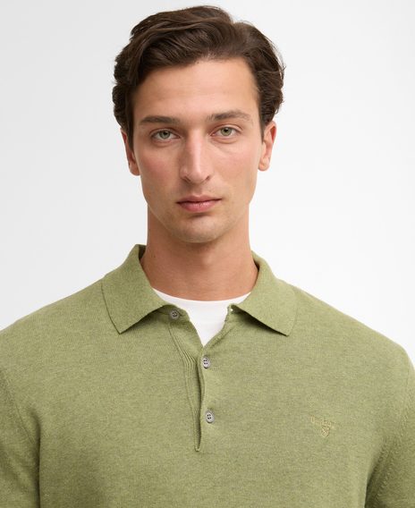 Barbour Pima Cotton Knitted Polo Shirt — Laurel Green