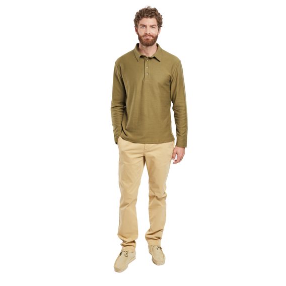 Armor Lux Long-Sleeved Polo Shirt — Olive