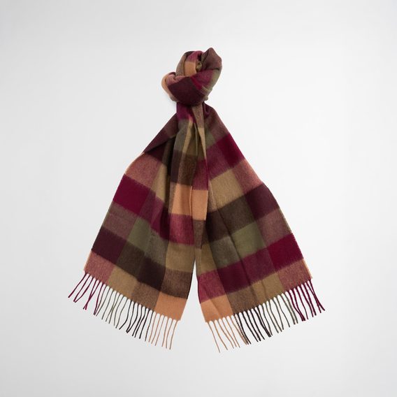 Barbour Large Tattersall Scarf — Tawny Port
