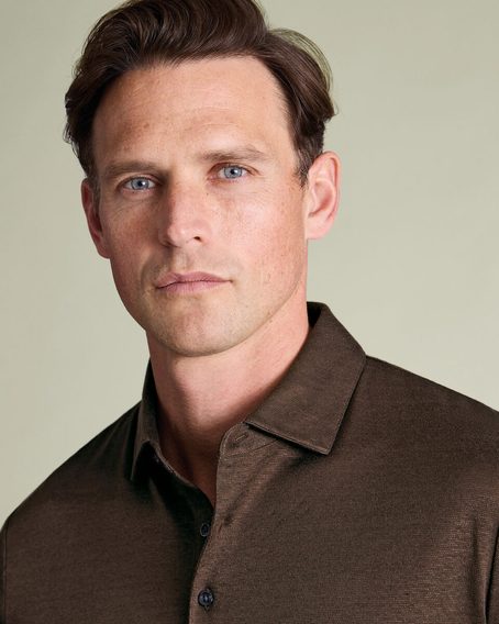 Charles Tyrwhitt Pure Linen Polo — Chocolate Brown