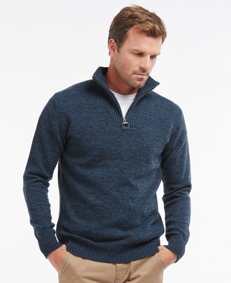 Barbour Essential Lambswool Half Zip Sweater — Navy Mix