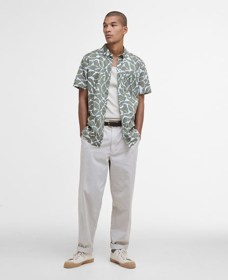 Barbour Spillroad Printed Short-Sleeved Shirt — Light Moss