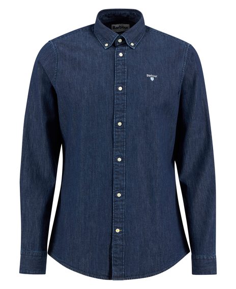 Barbour Denim Crest Tailored Long-Sleeved Shirt — Indigo