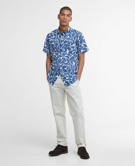 Barbour Spillroad Printed Short-Sleeved Shirt — Dark Denim
