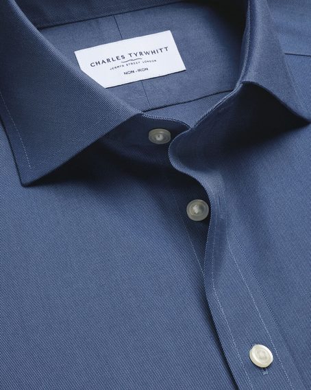 Charles Tyrwhitt Non-Iron Twill Shirt — Denim Blue