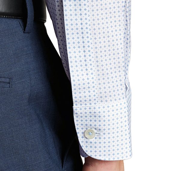 Charles Tyrwhitt Non-Iron Stretch Micro Print Shirt — Light Blue