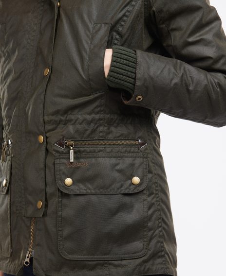 Barbour Kelsall Waxed Cotton Parka Jacket — Olive