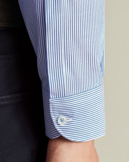 Charles Tyrwhitt Button-Down Non-Iron Stretch Oxford Stripe Shirt — Cobalt Blue