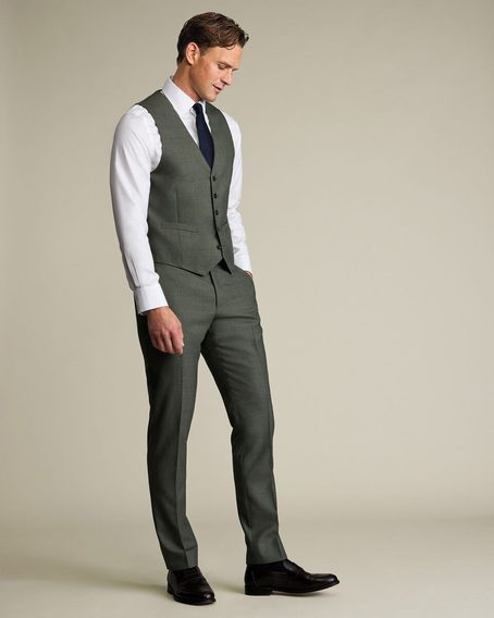 Charles Tyrwhitt Ultimate Performance Sharkskin Waistcoat — Sage Green
