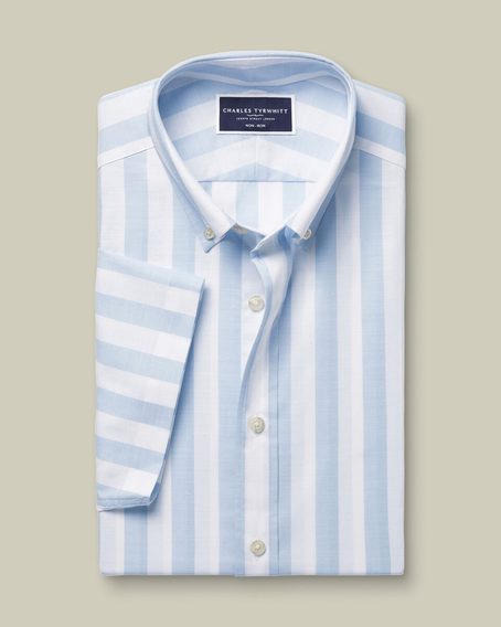 Charles Tyrwhitt Non-Iron Stretch Poplin Slub Shirt — Sky