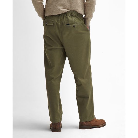 Barbour Washed Stretch Relaxed Trousers — Olive