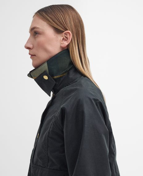 Barbour Cropped Beadnell Waxed Jacket — Sage