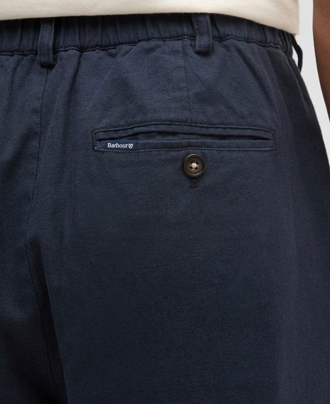 Barbour Cotton Linen Relaxed Trousers — Navy