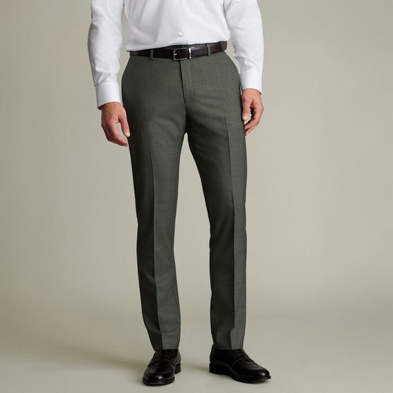 Charles Tyrwhitt Ultimate Performance Sharkskin Suit Trousers — Sage Green