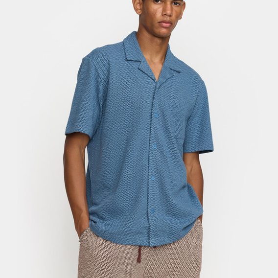 Revolution Jacquard Short-Sleeved Shirt — Blue