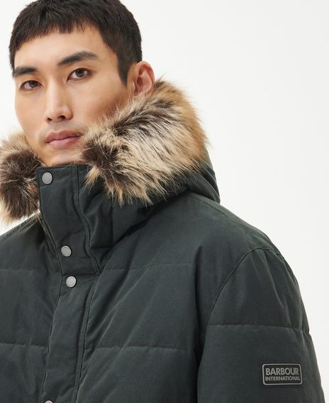 Barbour International Dowanside Wax Parka Jacket — Sage