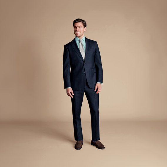 Charles Tyrwhitt Natural Stretch Twill Suit Jacket — Navy