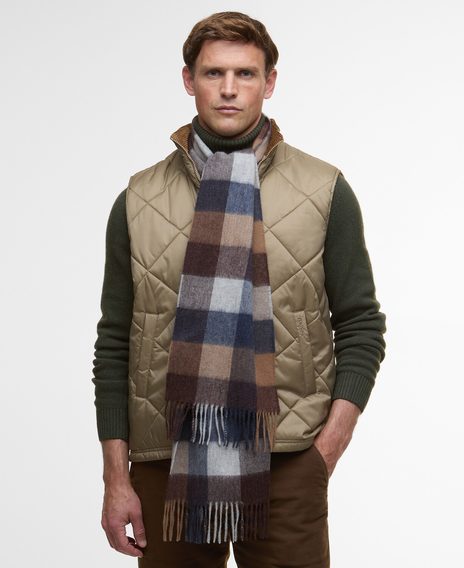 Barbour Large Tattersall Scarf — Bronze Brown