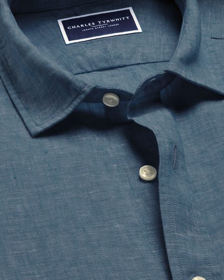 Charles Tyrwhitt Pure Linen Shirt — Airforce Blue