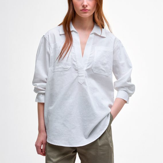 Barbour Cecile Relaxed Tunic Shirt — White