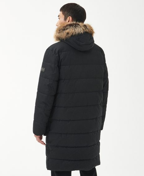 Barbour International Dowanside Wax Parka Jacket — Classic Black