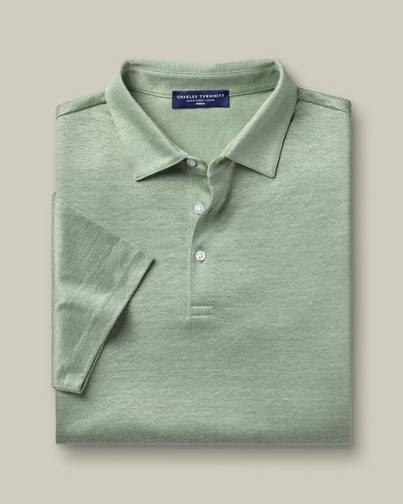 Charles Tyrwhitt Pure Linen Polo — Light Green