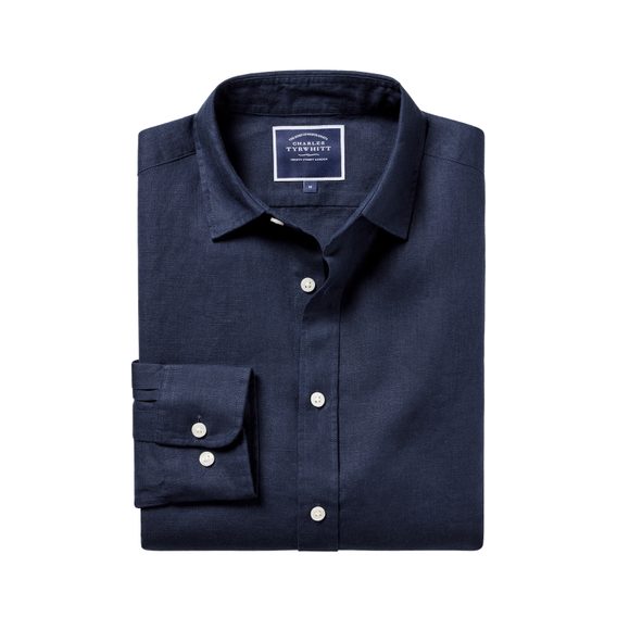 Charles Tyrwhitt Pure Linen Shirt — Navy