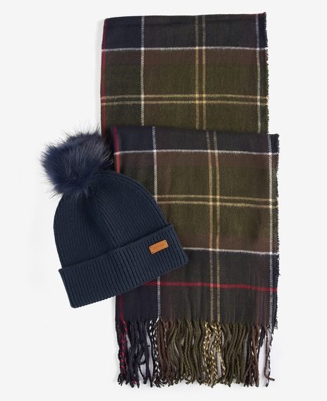 Barbour Dover Beanie & Hailes Scarf Gift Set — Classic Tartan