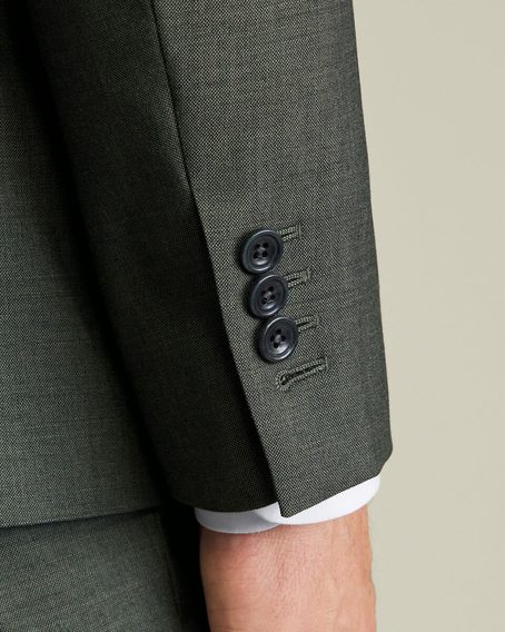 Charles Tyrwhitt Double Breasted Ultimate Performance Sharkskin Suit Jacket — Sage Green