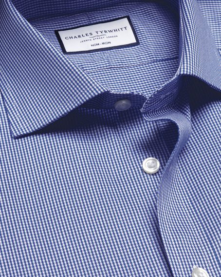 Charles Tyrwhitt Spread Collar Puppytooth Shirt — Royal Blue