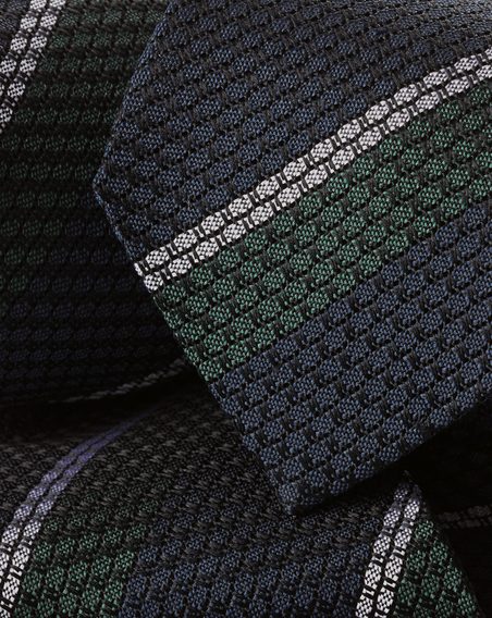 Charles Tyrwhitt Silk Grenadine Striped Italian Tie — Navy / Dark Green