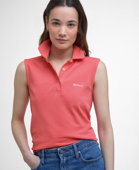 Barbour Bowford Sleeveless Polo Top — Pink Punch