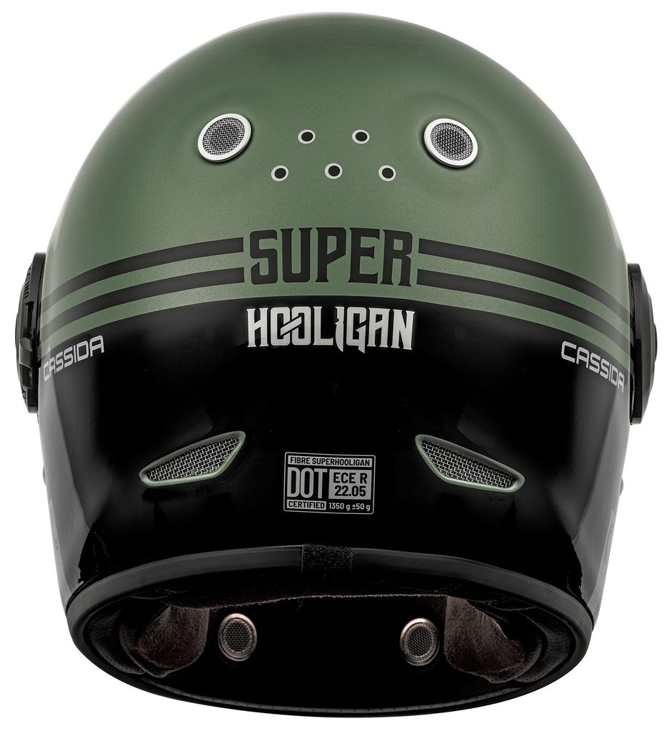 Motomach3 - přilba Fibre Super Hooligan, CASSIDA (černá/metalická zelená/šedá)  2023 - CASSIDA - Integrální helmy - Helmy na motorku, Pro motorkáře