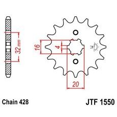 ŘETĚZOVÉ KOLEČKO JT JTF 1550-15 15 ZUBŮ, 428