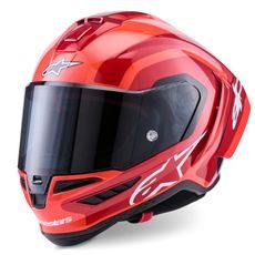PŘILBA SUPERTECH R10 ARIUS, ALPINESTARS (ČERVENÁ FLUO/ČERVENÁ/KARBON/BÍLÁ) 2026