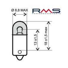 ŽÁROVKA RMS 246510335 6V 4W, T8.5 BA9S BÍLÁ