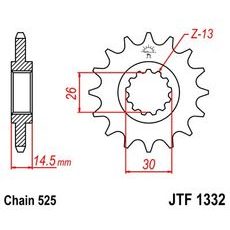 Řetězové kolečko JT JTF 1332-16RB 16 zubů, 525 pogumované