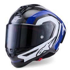 PŘILBA SUPERTECH R10 ARIUS, ALPINESTARS (KARBON/MODRÁ/BÍLÁ) 2026