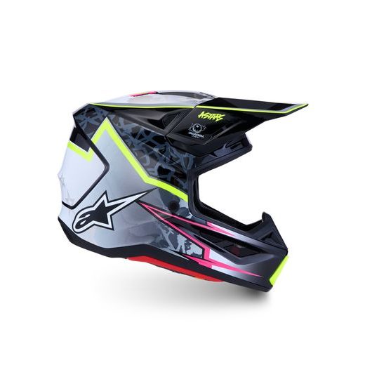 PŘILBA S-M7 BLASTER, ALPINESTARS (ČERNÁ/ŠEDÁ/BÍLÁ/ŽLUTÁ FLUO) 2027