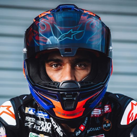 PŘILBA SUPERTECH R10 FLYTE LIMITOVANÁ EDICE JORGE MARTIN, ALPINESTARS (FIALOVÁ/ČERVENÁ) 2026
