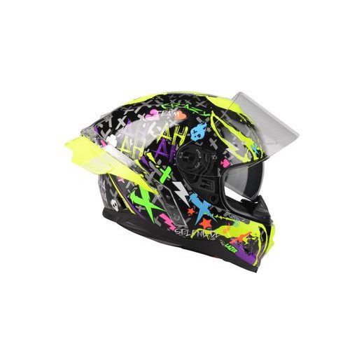 PŘILBA RAFALE SR CRAZY, LAZER - BELGIE (ČERNÁ/FIALOVÁ/FLUO ZELENÁ)