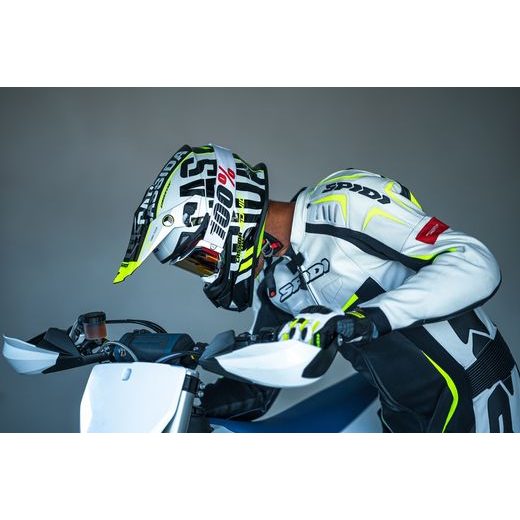 PŘILBA CROSS CUP SONIC, CASSIDA (ČERNÁ/BÍLÁ/ŽLUTÁ FLUO/ŠEDÁ)