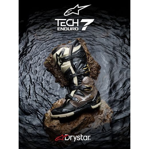 BOTY TECH 7 ENDURO DRYSTAR, ALPINESTARS (ČERNÁ/TMAVĚ ŠEDÁ/ZLATÁ) 2026