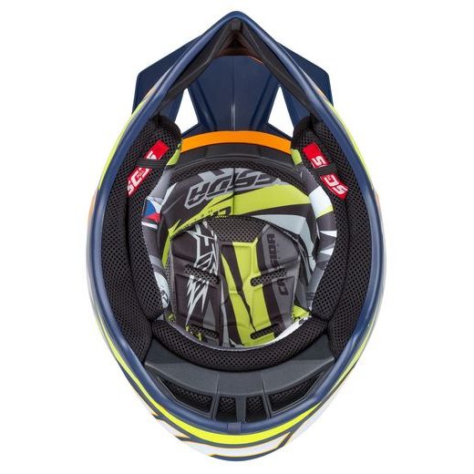 PŘILBA CROSS PRO 2 CONTRA, CASSIDA (ŽLUTÁ FLUO/ORANŽOVÁ/MODRÁ)