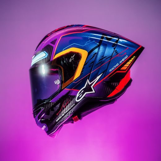 PŘILBA SUPERTECH R10 LIMITOVANÁ EDICE MARTINATOR JORGE MARTIN, ALPINESTARS (MODRÁ/FIALOVÁ/ČERVENÁ/ŽLUTÁ) 2025
