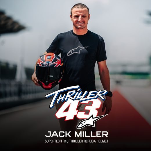 PŘILBA SUPERTECH R10 LIMITOVANÁ EDICE JACK MILLER, ALPINESTARS (MATNÝ KARBON/ČERVENÁ/MODRÁ/ŽLUTÁ/BÍLÁ) 2025